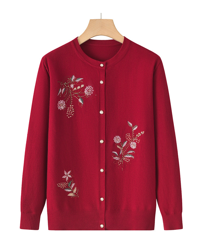 老年人春秋新款针织薄款外套女妈妈春装毛衣老太太开衫奶奶装衣服详情17