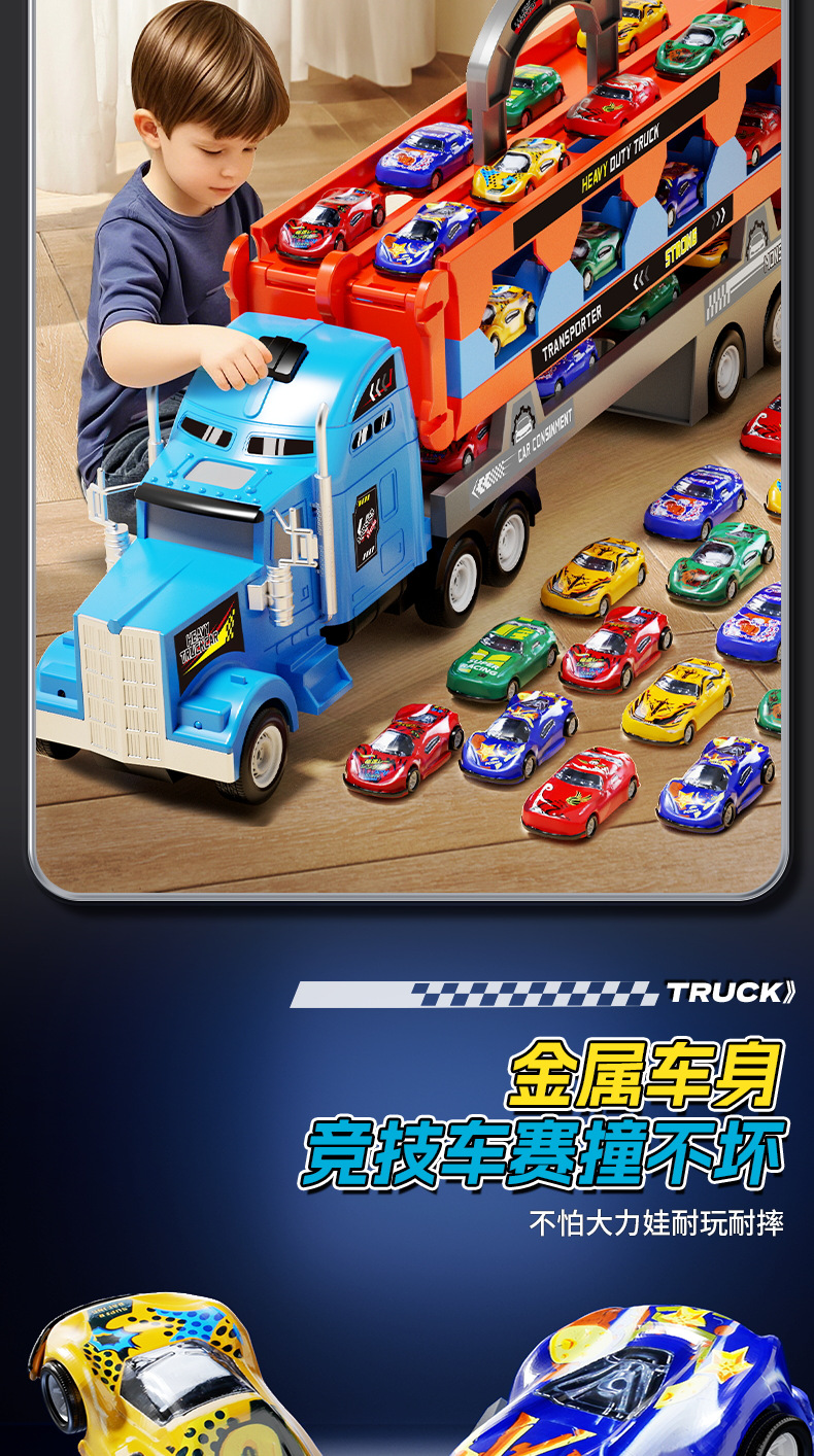 Cross-border deformation ejection large truck, container truck, toy folding double-track alloy vehicle, large inertial storage, gift pic 7