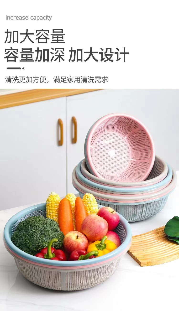 沥水篮家用篮子耐摔圆形厨房洗菜盆加厚密孔筛麻辣烫小吃菜篮批发详情7