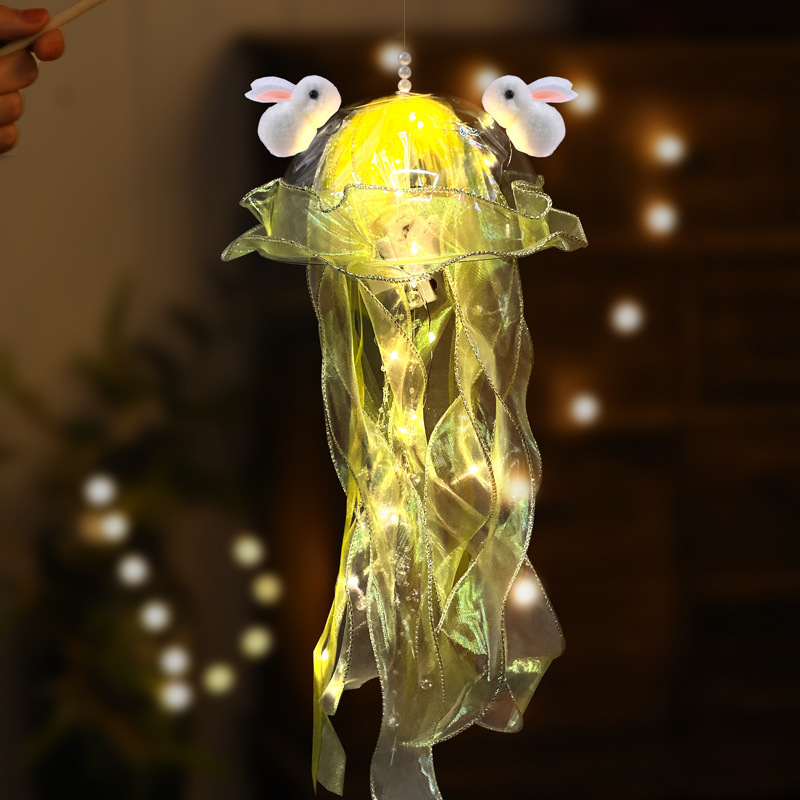 中秋网红水母灯笼2023新款中秋灯笼手提小兔子花灯发光小红书同款详情2
