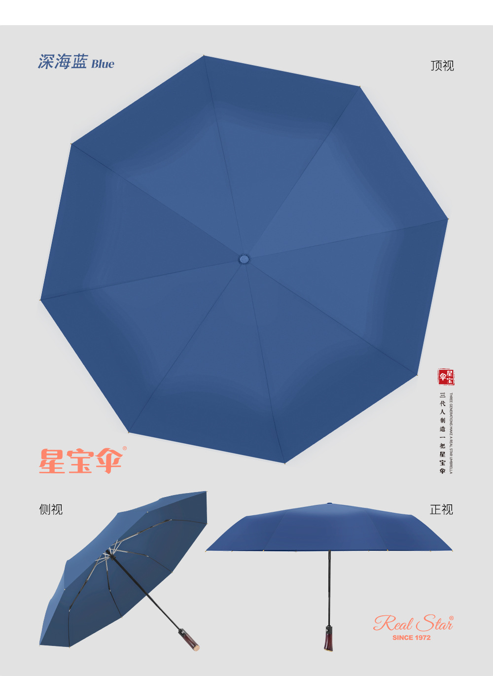 实木手柄三折全自动雨伞加大尺寸25吋高端轻奢晴雨伞自开收铝合金详情13