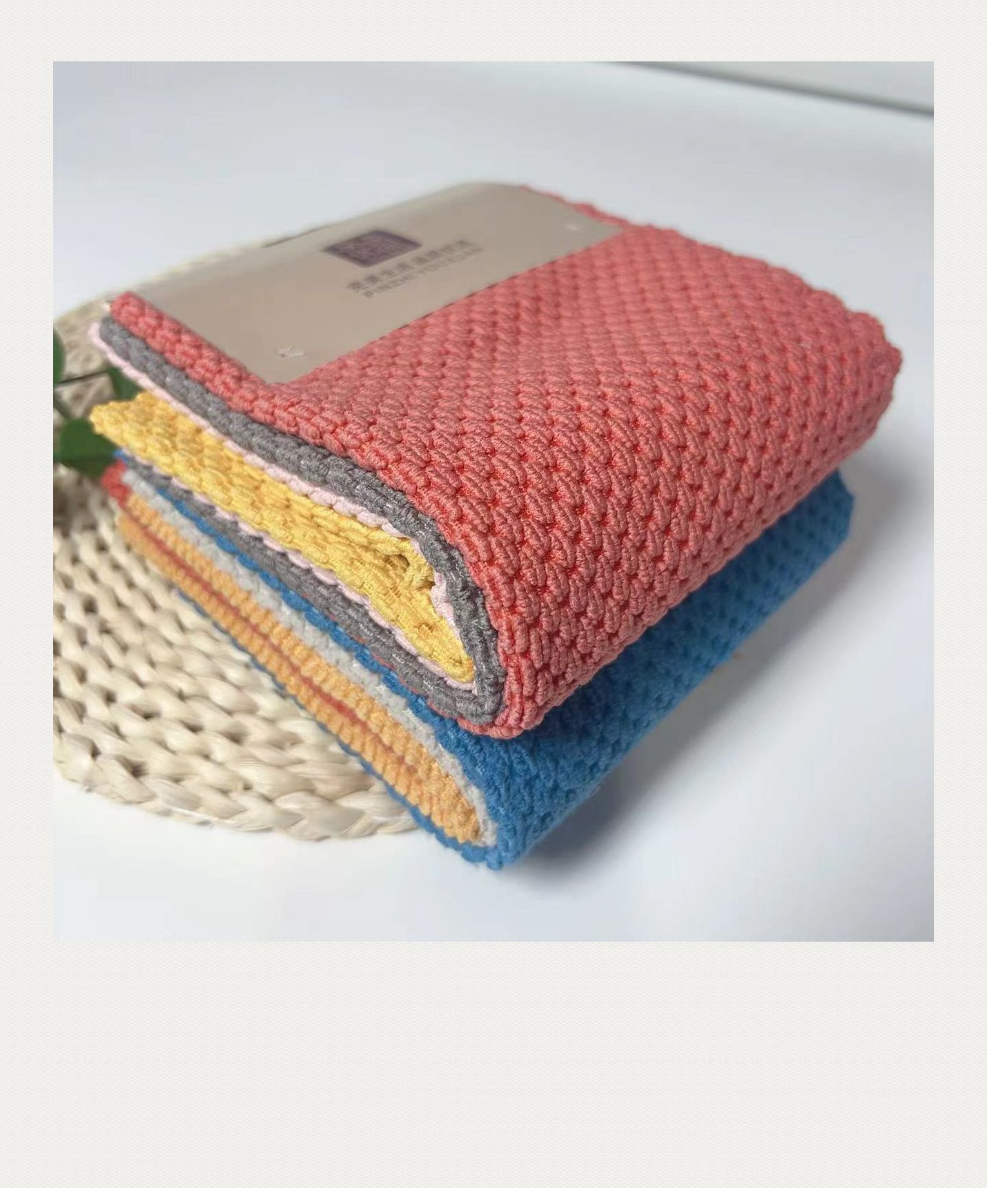 Double-sided wheat grain towels for export, kitchen and household cleaning cloths, absorbent dishwashing cloths, and the same style of rice grain towels for supermarkets pic 2