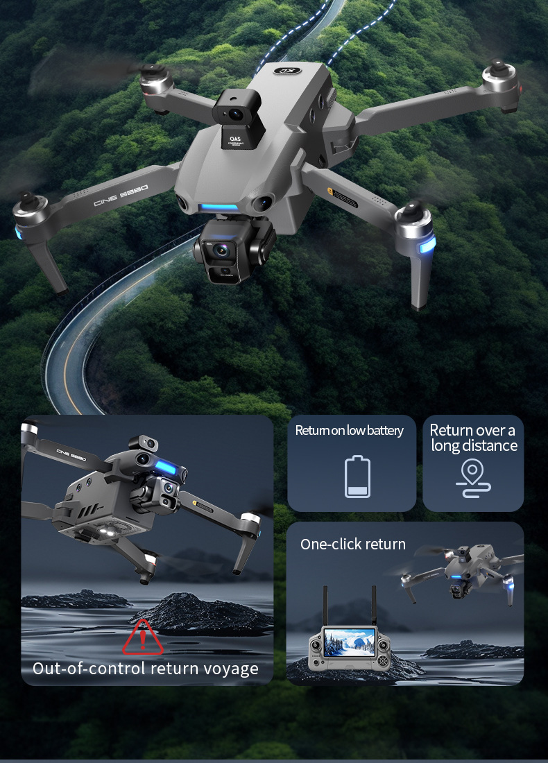 The latest S880 professional unmanned aerial vehicle, equipped with a large screen control for long-distance 12-kilometer video transmission and a 3-axis gimbal, Pengyi P7Max pic 8