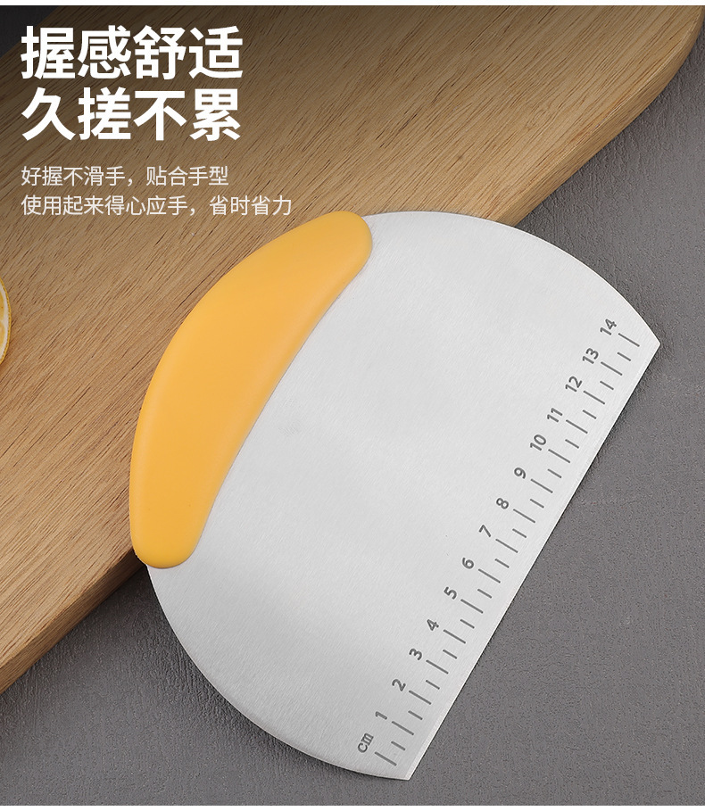 Factory wholesale household stainless steel semi-circular baking cutting knife with scale, cream cake flour scraper pic 6