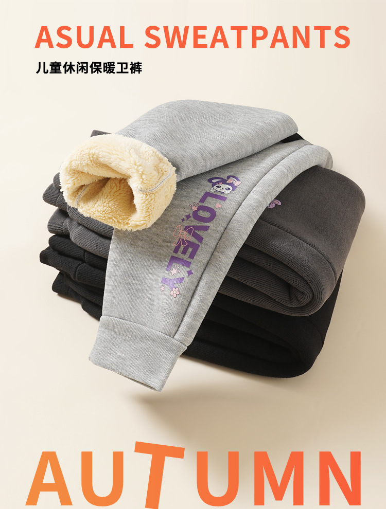 新款儿童保暖裤冬季加绒保暖休闲卫裤印花字母秋冬加厚运动裤秋裤详情1