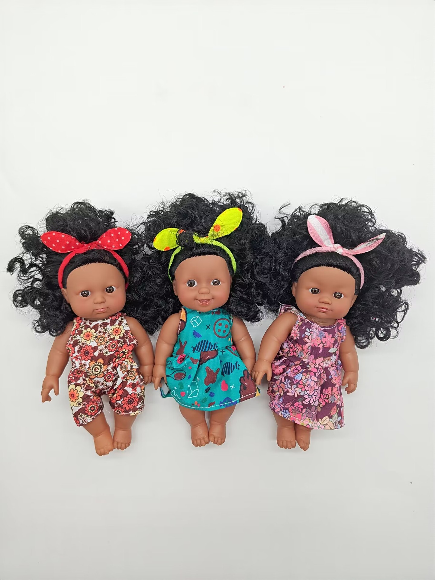 18-33CM Black doll, full-body vinyl rebirth doll, soft vinyl simulation baby, African doll, music doll pic 25