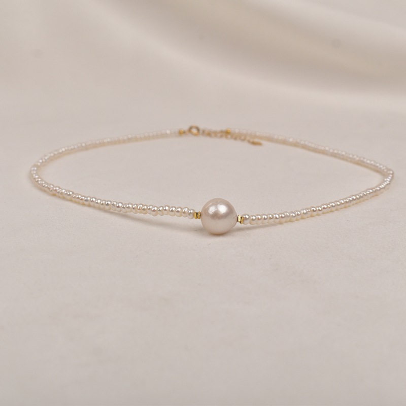 气质简约百搭天然单颗巴洛克珍珠项链路路通法式复古锁骨链choker详情7