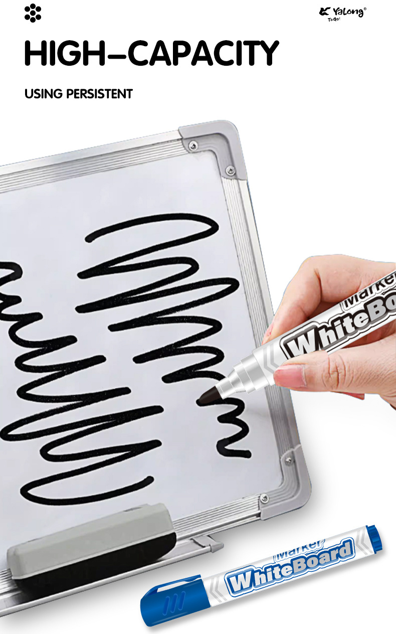 Yalong Cross-border Student Wholesale large-capacity marker pens, school office supplies, 4-color whiteboard pens pic 3