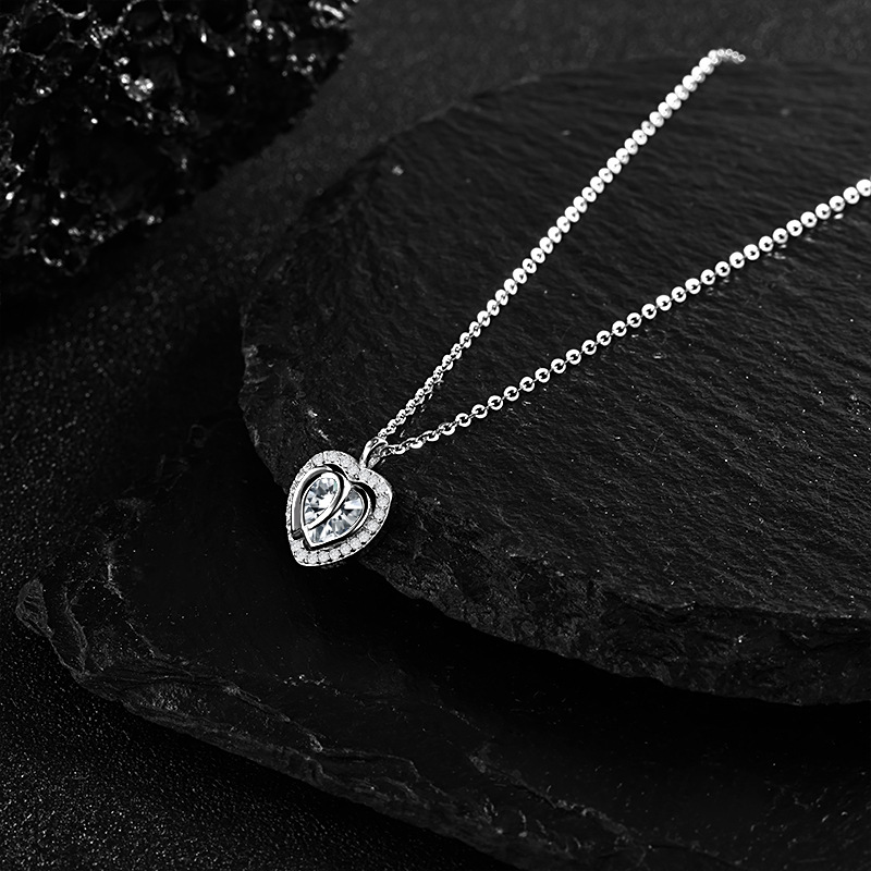 S925 All-silver Swan Kiss Heart Necklace for Women, 26 new style gourd pendant love bouquet necklace pic 3