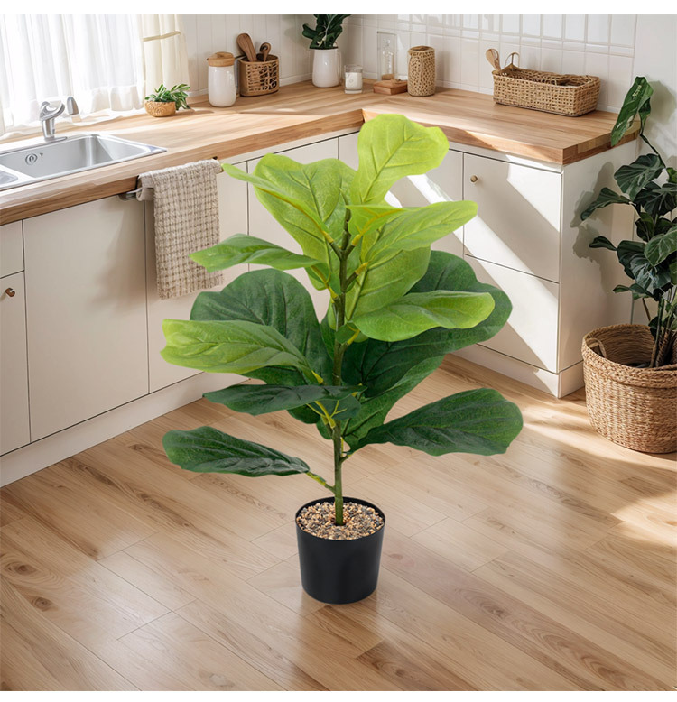 Simulated green plants, magnolia branches, black diamond rubber trees, Ficus lyrata, green decoration, garden landscaping, living room table ornaments pic 8