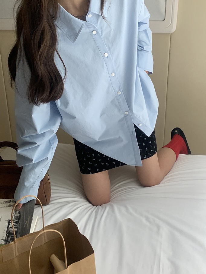 反季直降 芥末自制「青春派对」纯棉字母刺绣女春季设计感衬衫详情5