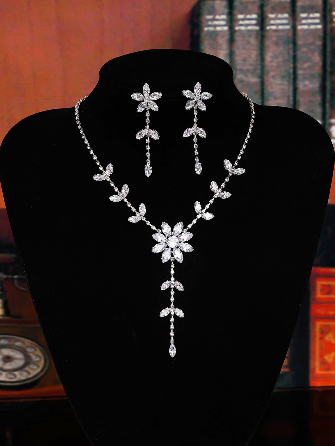 Novia accesorios de boda lady nupcial collar de novia decoración set moda garra cadena radiante diamante collar banquete pendientes pic 11