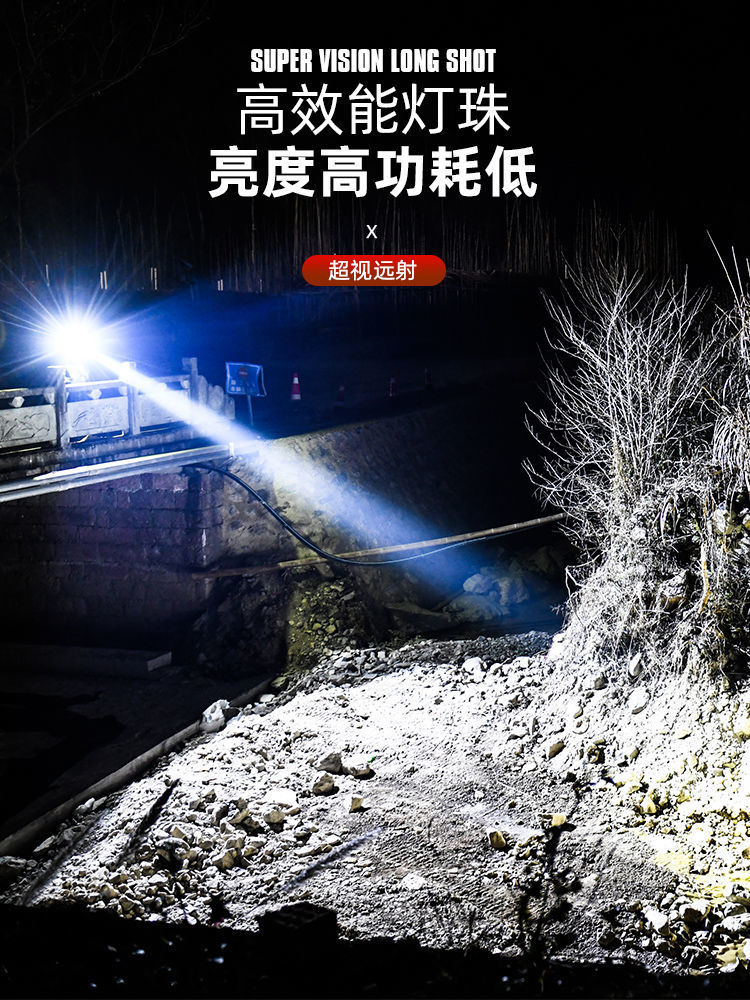 LED夜钓强光头灯可USB充电锂电小头灯钓户外巡逻露营头戴式手电筒详情15