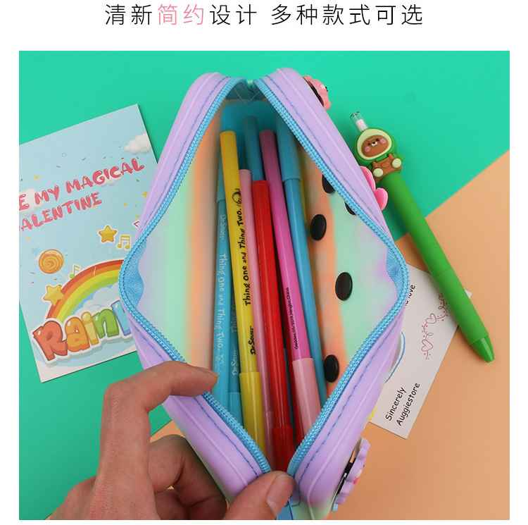 新款儿童卡通硅胶笔袋笔盒文具盒铅笔盒男孩女孩文具袋厂家 批发详情5