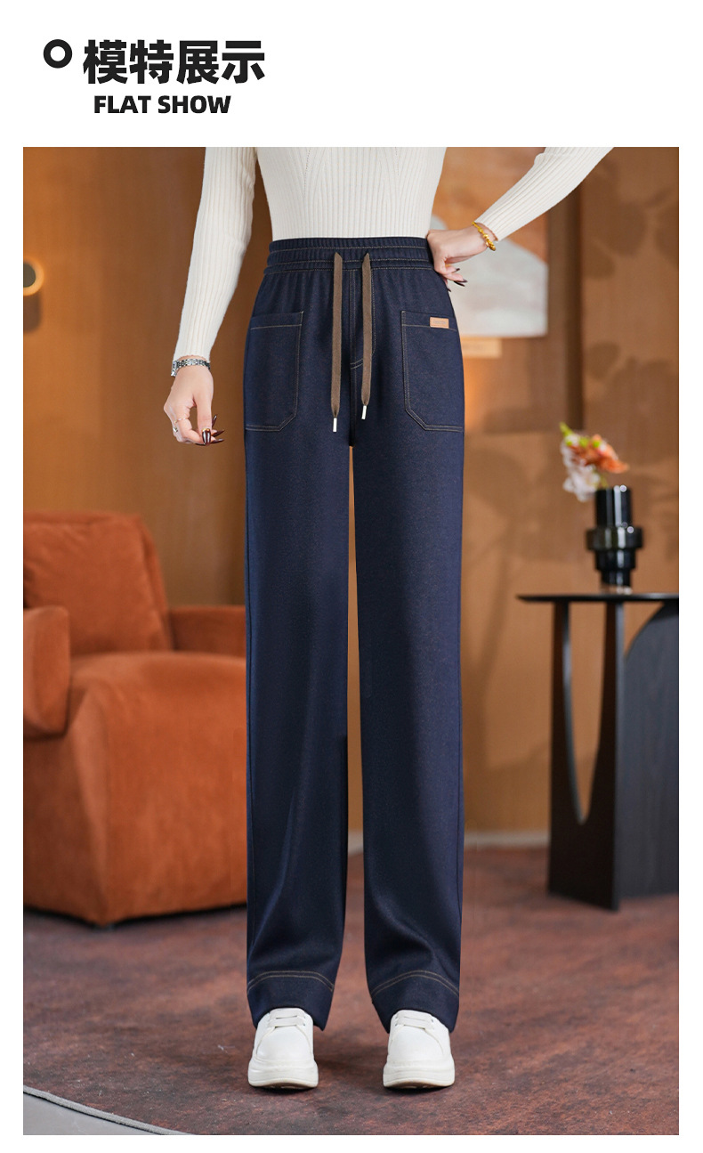 秋冬直筒休闲裤女士2025年秋冬新款高腰宽松显瘦薄款窄版阔腿裤子详情4