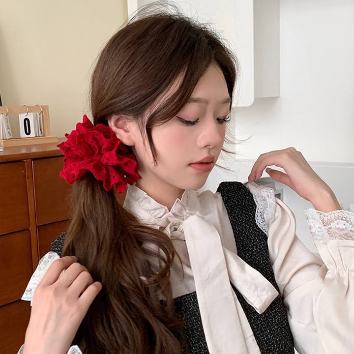 Sweet lace large intestine hair band, cute and sweet girl, high appearance level, hair band, student hair tie, early spring hair accessory pic 11