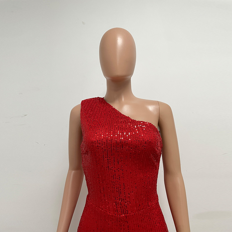 新中式无袖连体衣独立站夏季单肩亮片连体裤女批发详情86