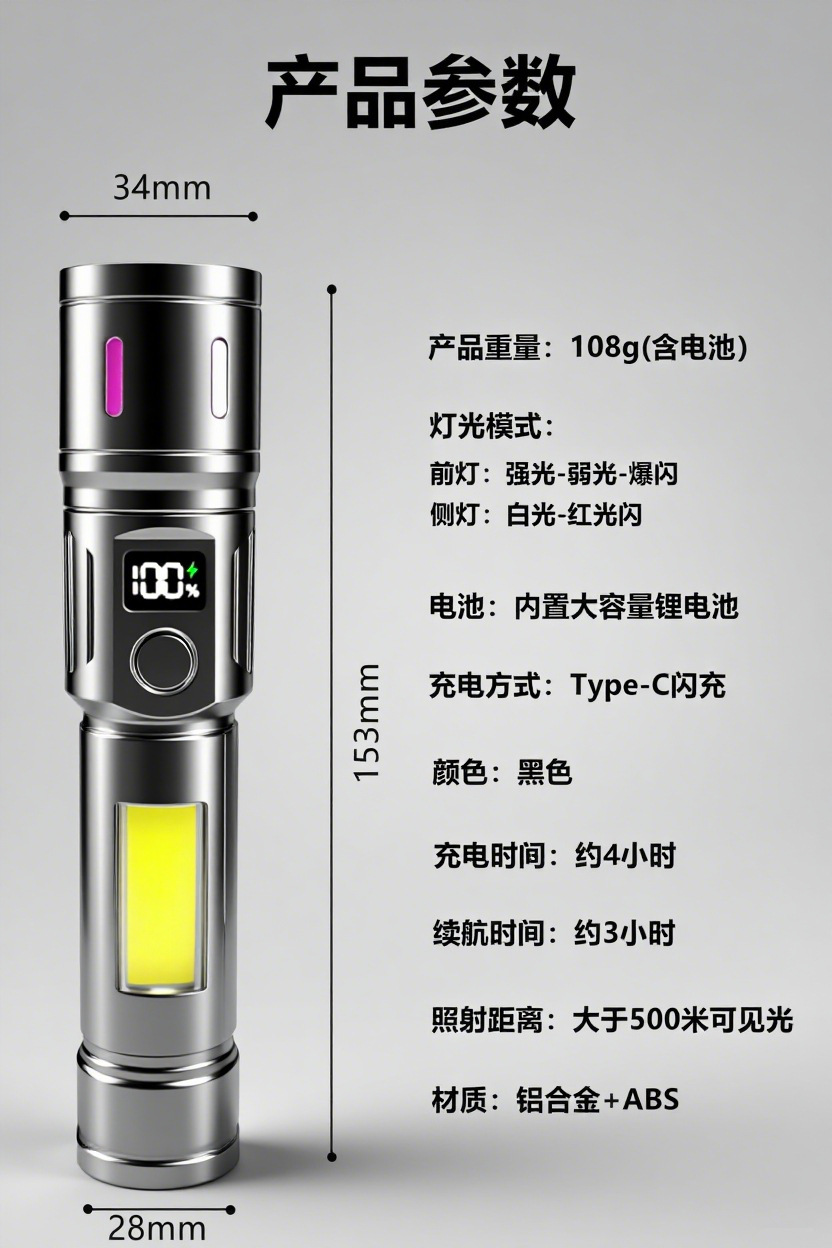 The new cross-border product is a dazzling long-range led outdoor rechargeable telescopic zoom flashlight with an ultra-long battery life pic 9