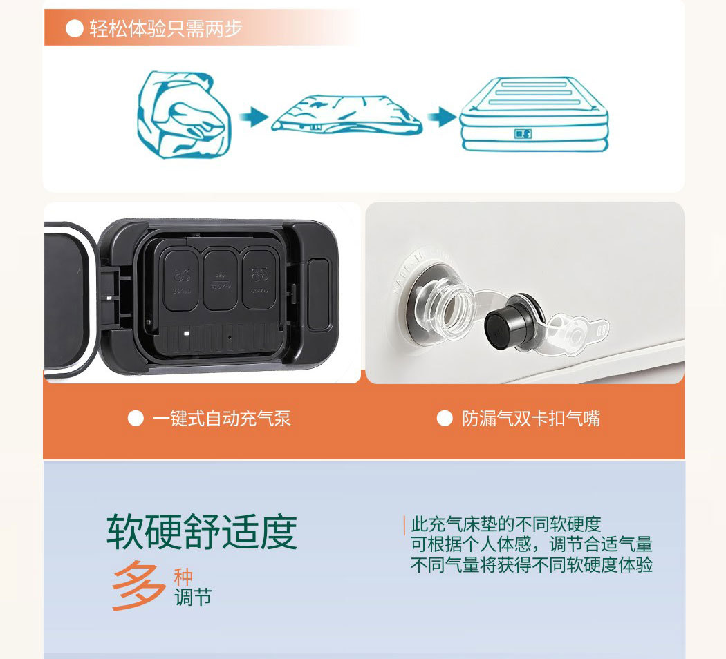 品牌新品直拉带气垫床充气床垫PVC充气床单人气垫床加高床垫植绒详情16