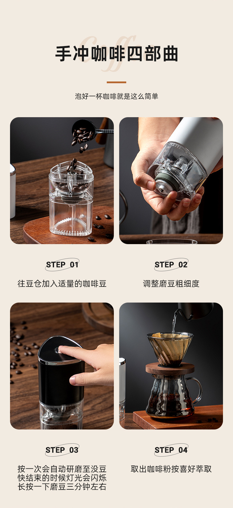 跨境电动咖啡机咖啡豆研磨机磨粉机家用专业定量意式电动磨豆机详情15