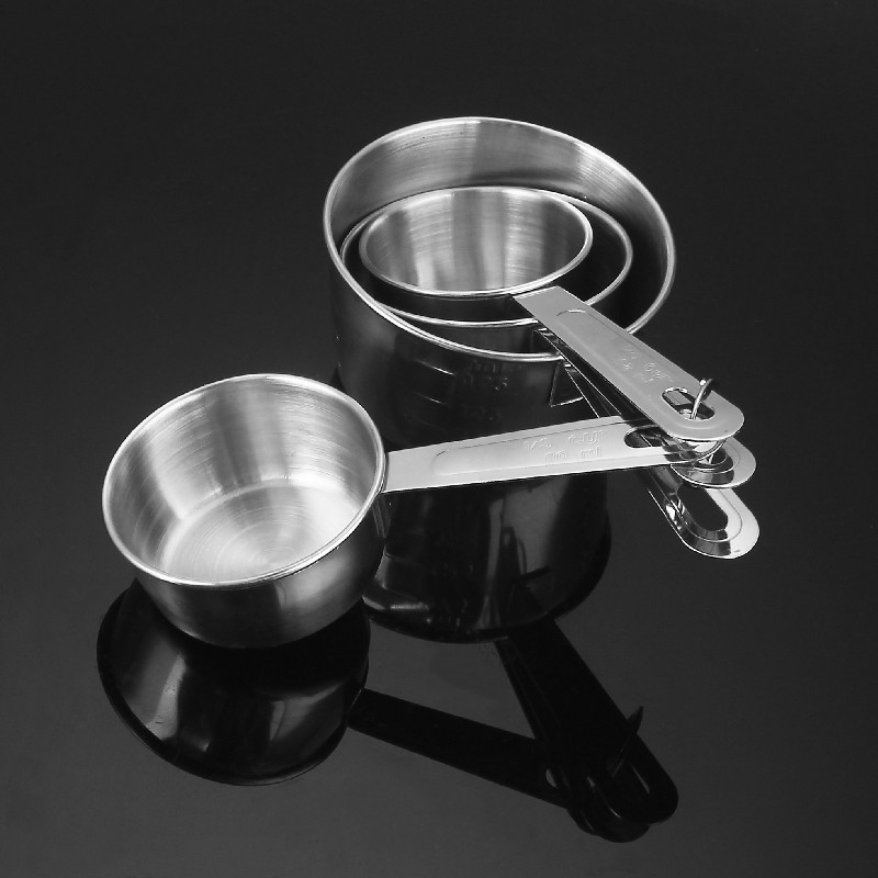 A set of 4 stainless steel measuring cups with scales, dessert coffee milk powder measuring spoons, baking utensils, 60ml-235ml pic 21