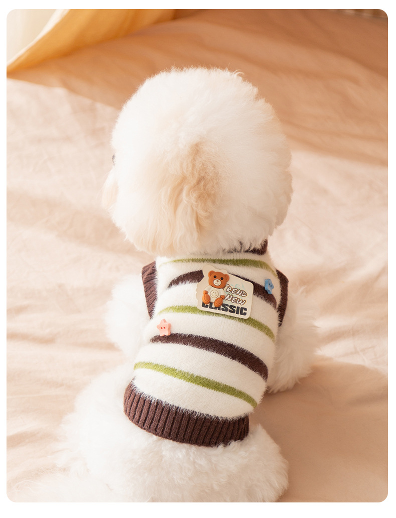 Hippie dog autumn and winter dog clothes, striped faux mink wool warm sweater, cat clothes, small and medium-sized dog pet clothes pic 9
