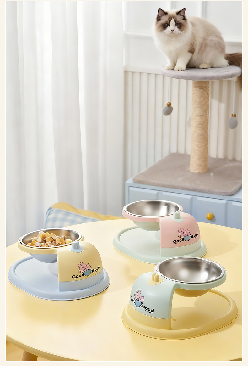 Rongka Pet Cross-border Cat Bowl, Dog Bowl, pet stainless steel double bowl, suspended high rack neck guard, single bowl, anti-tipping cat bowl, pet bowl, dog bowl pic 18