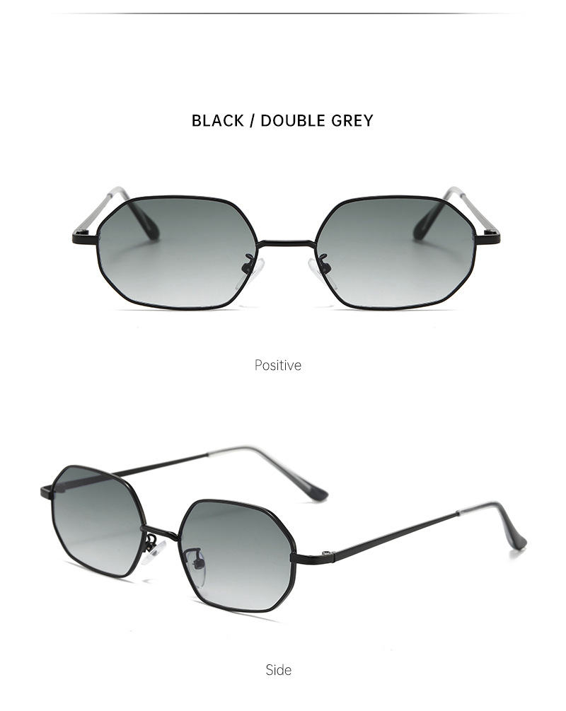 Polygonal metal small-framed sunglasses for both men and women, with a high-end retro look. They are suitable for street photography on the beach and offer UV protection pic 18