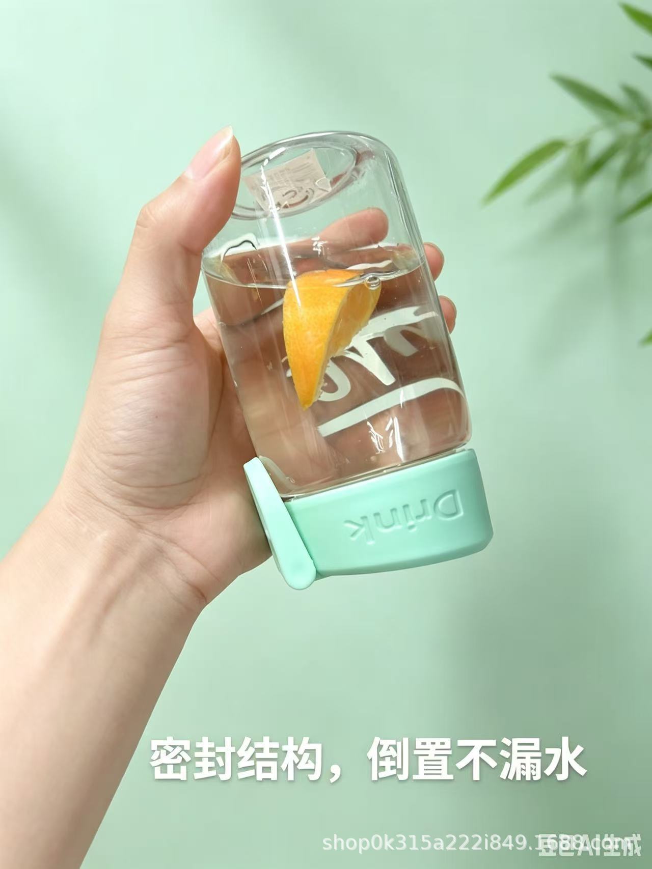 满杯元气畅饮小时光三款彩色盖磨砂玻璃水杯 pic 4