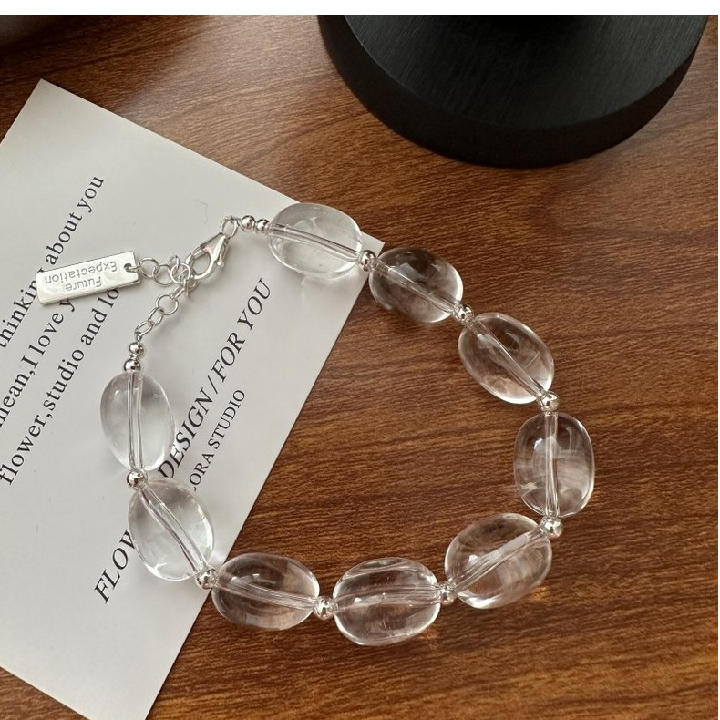 S925 sterling silver Korean version Spring/Summer fashionable white crystal bracelet Oval casual simple basic style jewelry wholesale pic 14