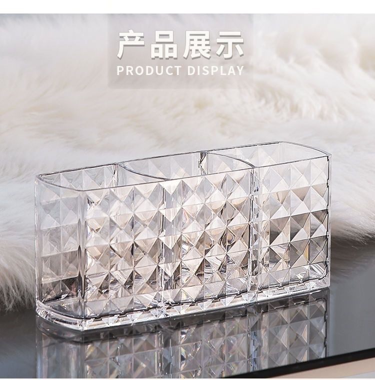 化妆品收纳桶透明化妆刷收纳筒桌面眉笔口红收纳架家用收纳筐批发详情2