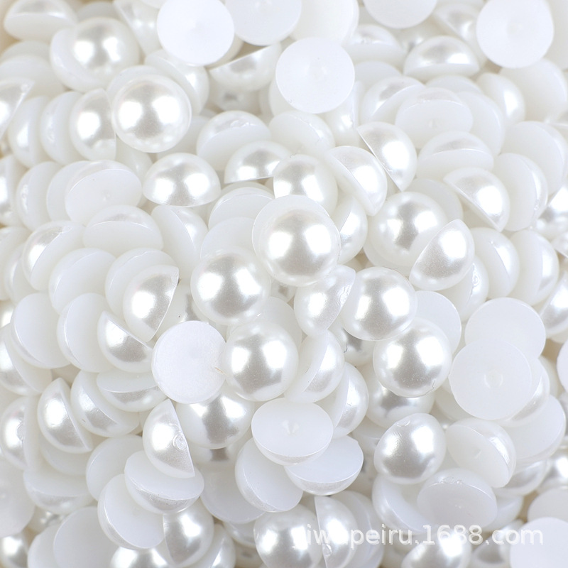 Semi-circular pearl flat bottom half-sided abs imitation pearl nail art, pearl shoes, clothing accessories diy cream glue phone case material pic 7