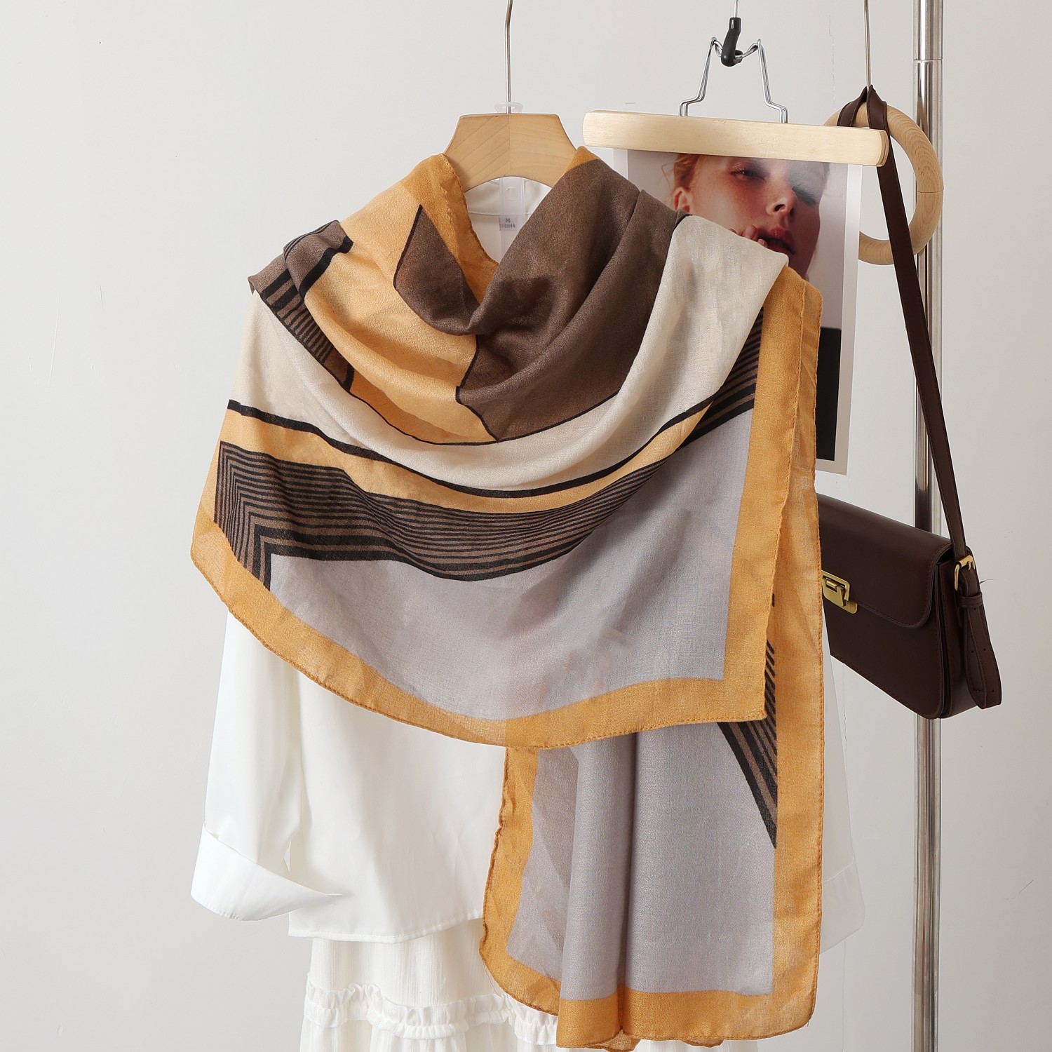 A color-blocked fashionable faux wool scarf, a thin and warm silk scarf, a large shawl, and a fashionable cape long scarf for women pic 23