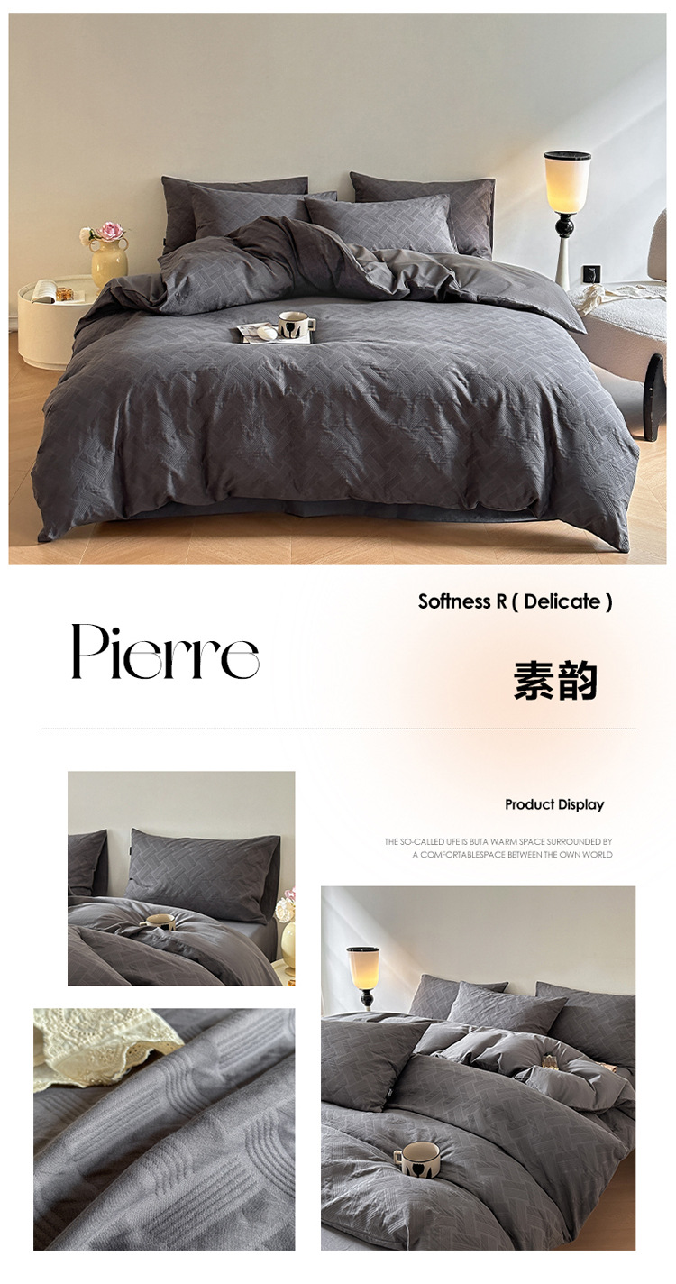 Class A, mother and baby grade, 100 all-cotton three-layer jacquard four-piece set, pure cotton quilt cover, bed sheet, bed cover, washed cotton products for winter pic 48