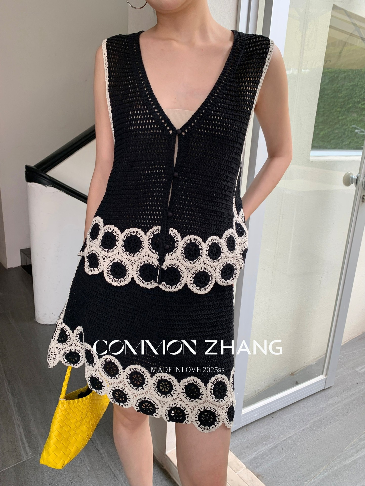 CZ ZHANG Summer French fashion Design sense floral embroidery black versatile low-waisted A-line short skirt B24109 pic 8