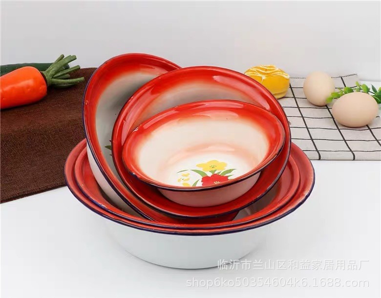 老式搪瓷碗餐厅汤盆搪瓷饭盆怀旧盆子汤碗汤盆家用菜碗泡面冰粉碗详情3