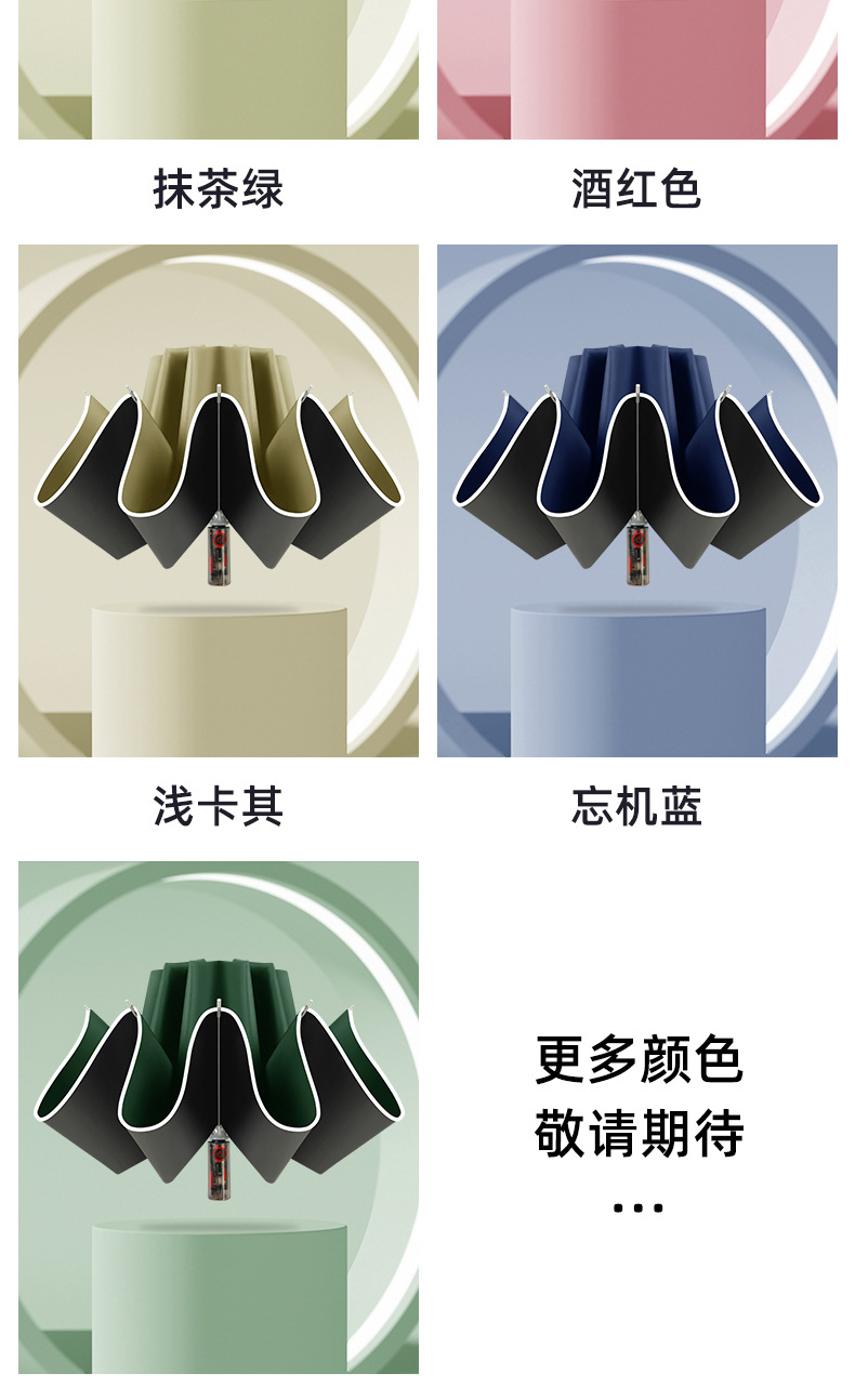 全自动三折节节收机械 包边反光条灯头伞折叠雨伞 广告伞现货加印详情25