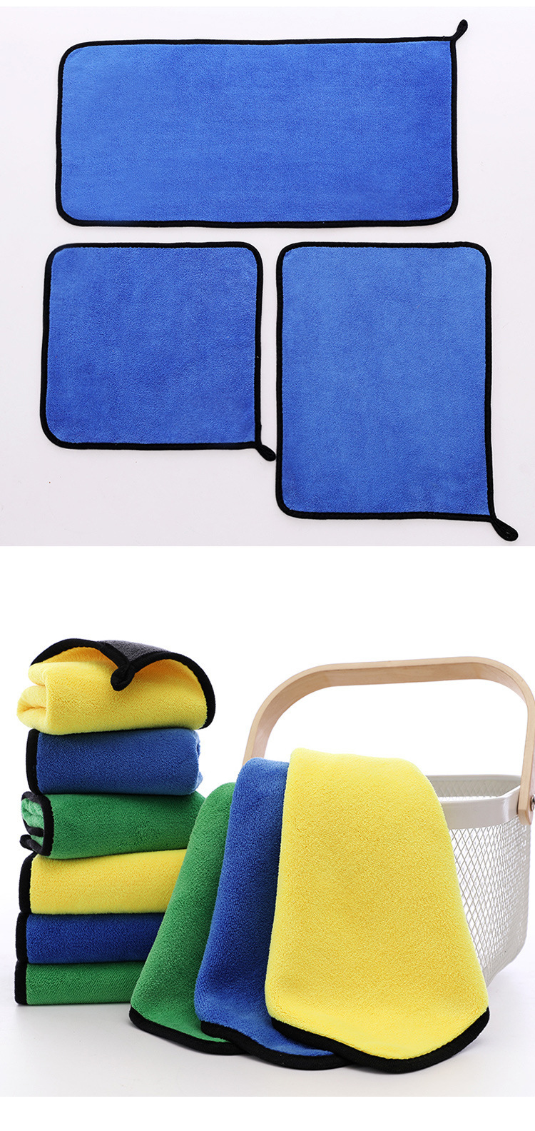 【 Chi Jia 】 Soft multi-color composite car wash towel with edge wrapping, 600g thick car wash towel wholesale pic 11