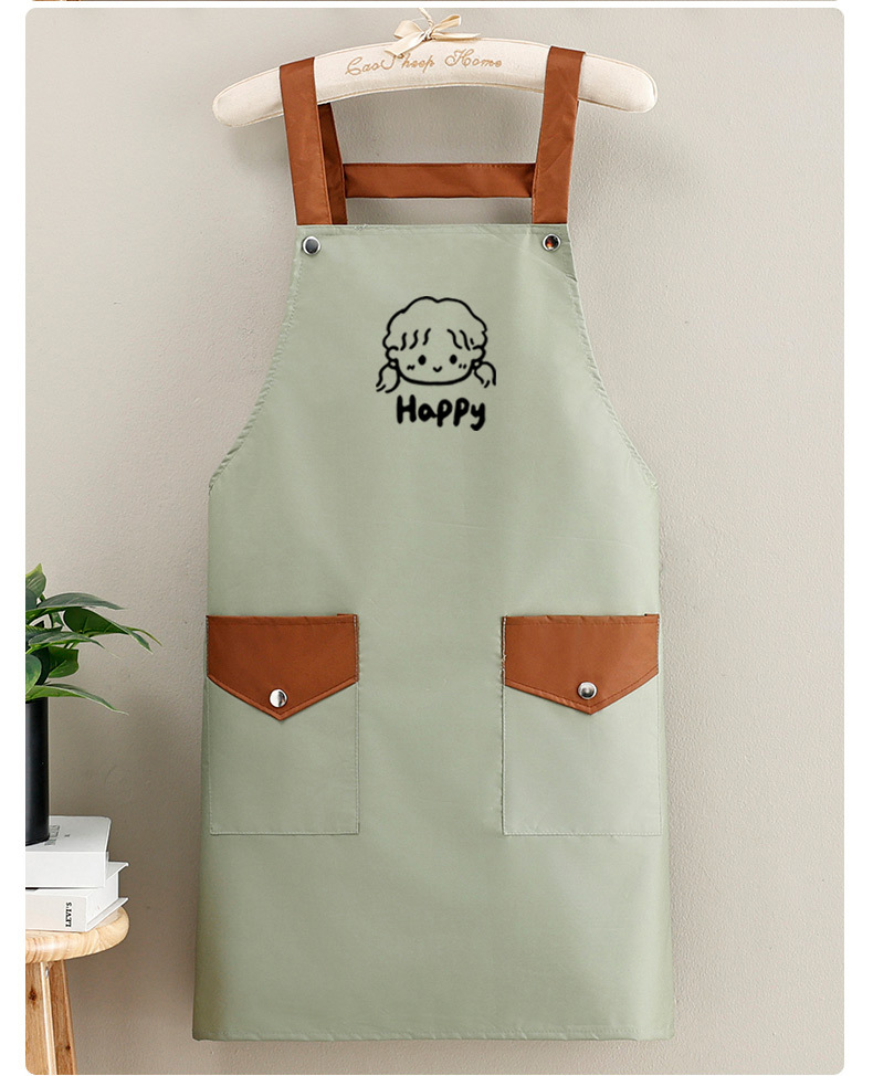 Korean waterproof shoulder strap apron, kitchen home oil-resistant cooking waist, no-wash, catering, work clothes for cooking and baking, printed apron, sleeveless for women pic 10