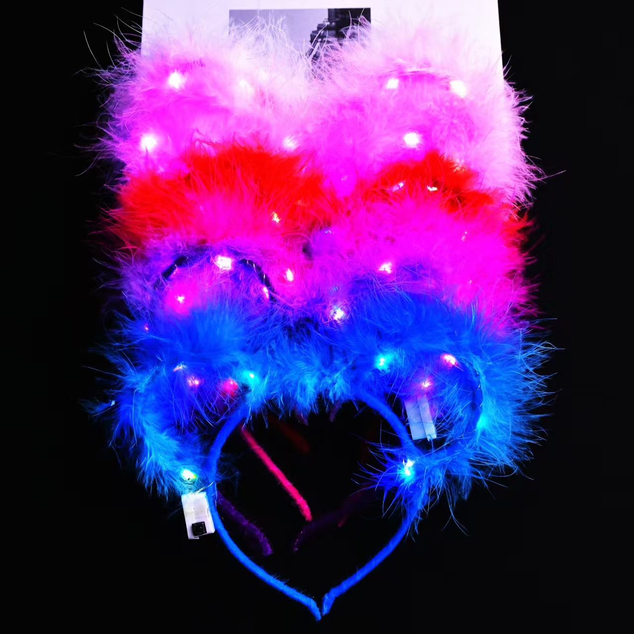 New luminous feather Mickey headband, colored light luminous headband, night market, street stall, scenic area and concert luminous headband pic 10