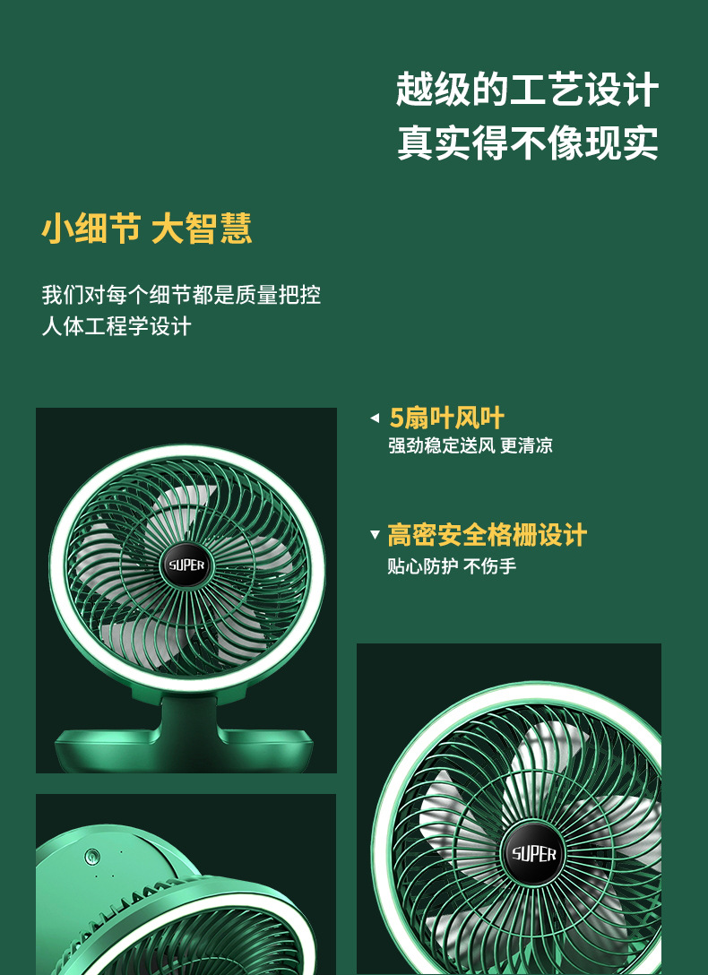 源头厂家批发USB可充电式小电风扇静音桌面台式宿舍风扇详情24
