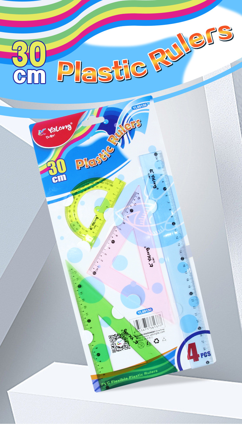 The Yalong Cross-border plastic 30 cm straightedge set is used as an Angle measuring tool pic 1