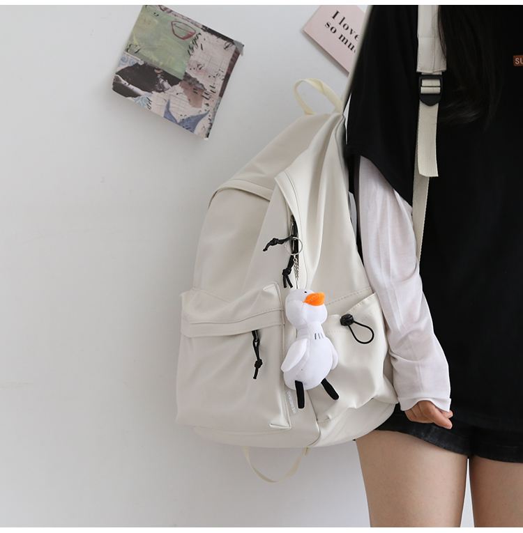 NR森系百搭纯色双肩包男书包女大学生韩版高中背包女双肩大小款详情19