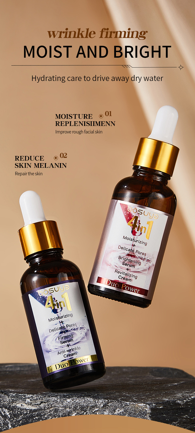 【跨境专供】BOSUYA精华液4in1精华液淡化细纹滋润保湿护肤品批发详情6
