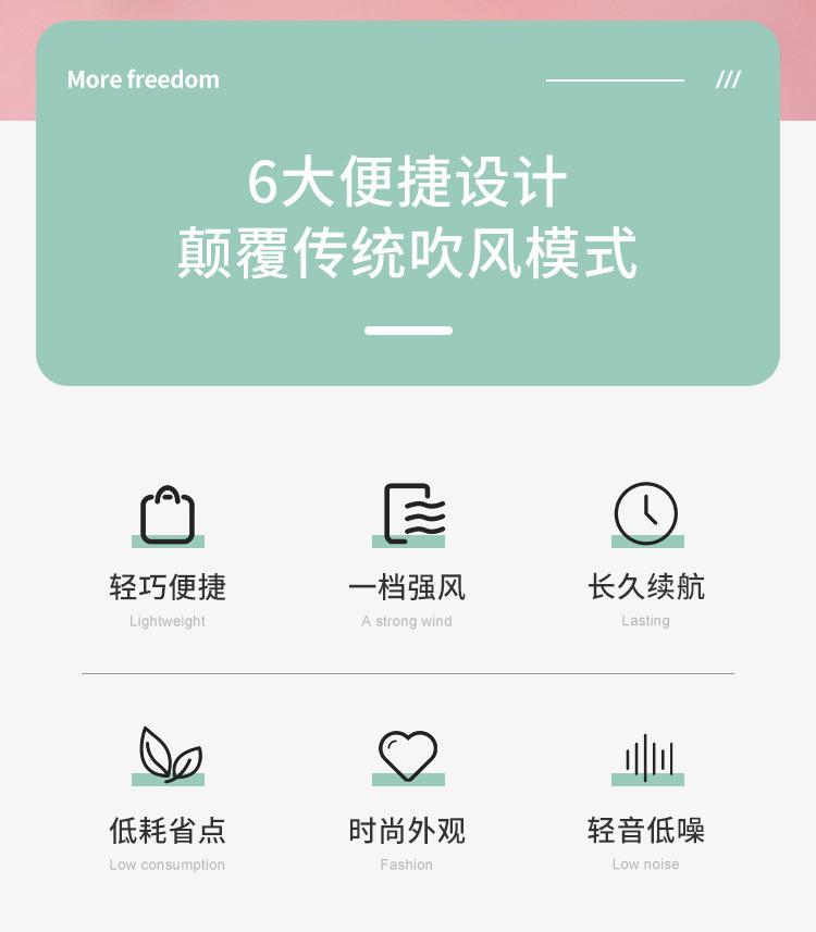 可爱夏季清凉自由手持风扇迷你USB充电便携桌面办公室静音电风扇详情2