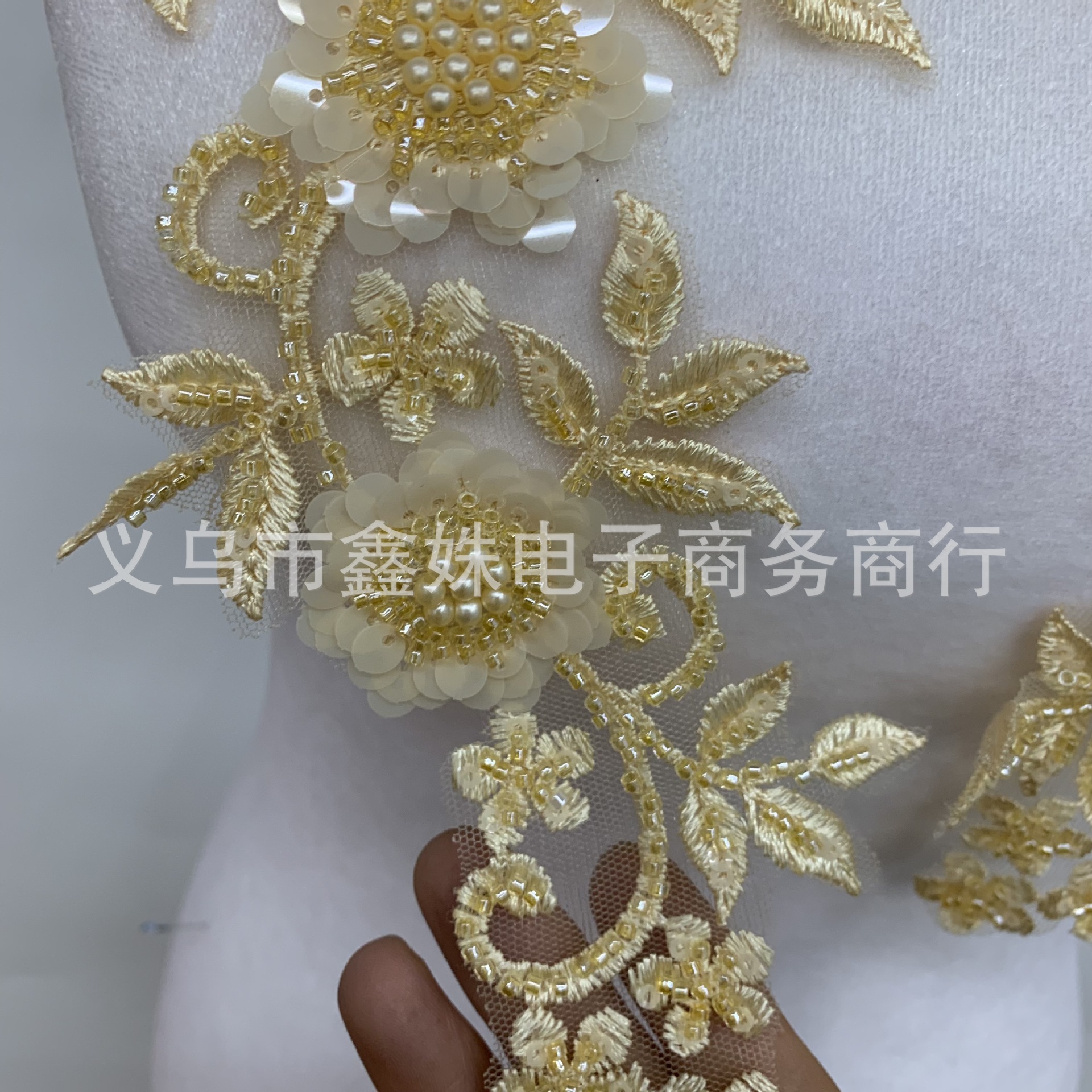 Best-selling colored three-dimensional lace embroidered fabric stickers for diy evening gowns and wedding clothing accessories with sequins and decals pic 12