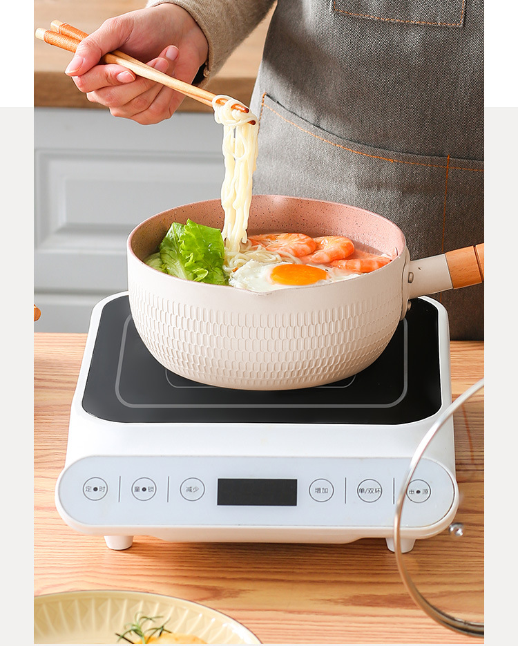 Snow flat pot, small milk pot, non-stick pot, noodle cooking pot, instant noodle pot, single-person cooking pot, small pot, soup pot, suitable for household gas stove pic 21