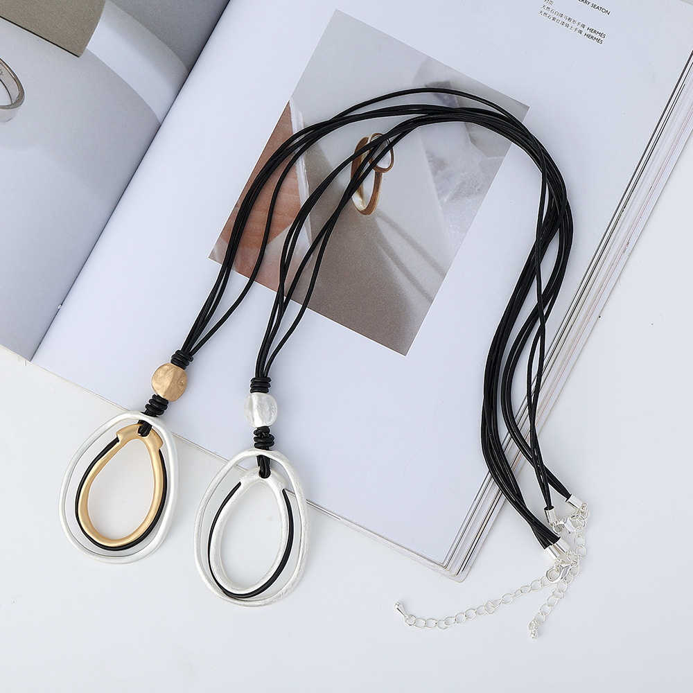 跨境亚马逊欧美外贸爆款金属时尚饰品项链女简约吊坠长款毛衣链详情8