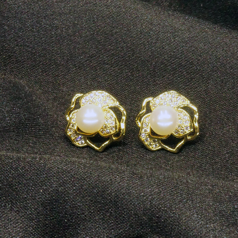 天然淡水5A珍珠耳钉微镶锆石镂空925银耳饰24年新款高级感女轻奢详情17