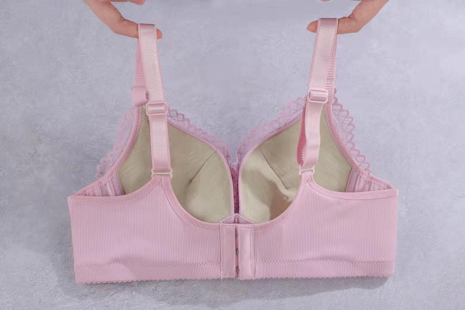 Cross-border export lace bras without steel loops, medium thick cup copper fiber lining, small breasts, gathering anti-sagging three-breasted underwear pic 13
